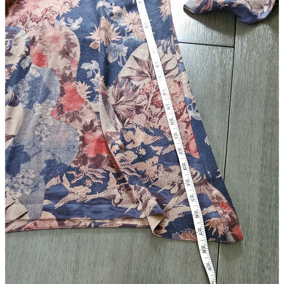 SOFT SURROUNDINGS Millie Tunic Knit Top Floral Bird Shirt Blouse Small High Low - Picture 5 of 7